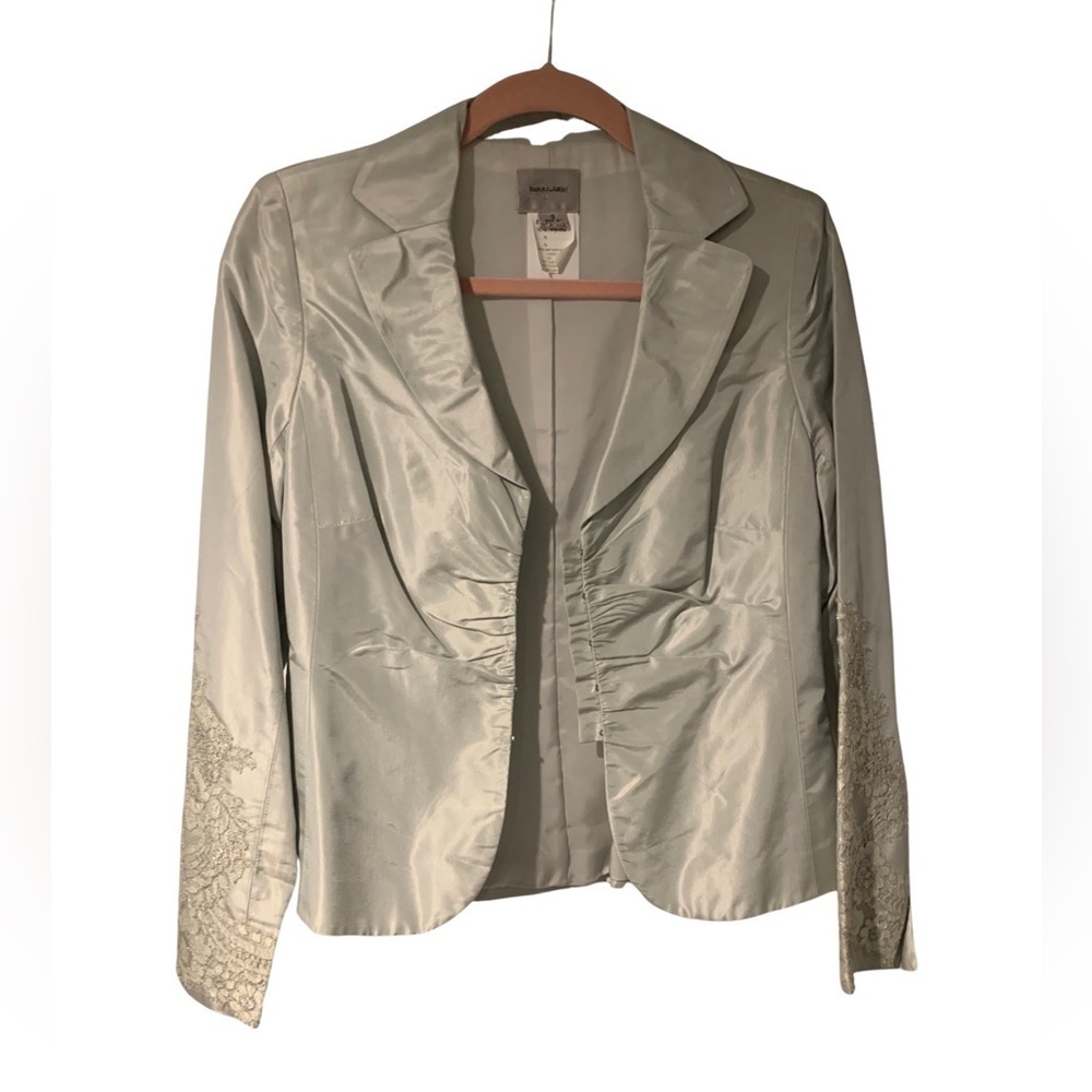 Sunny Choi Mint Blazer w/ Invisible Front Clip Closure Lace Accents on Sleeves